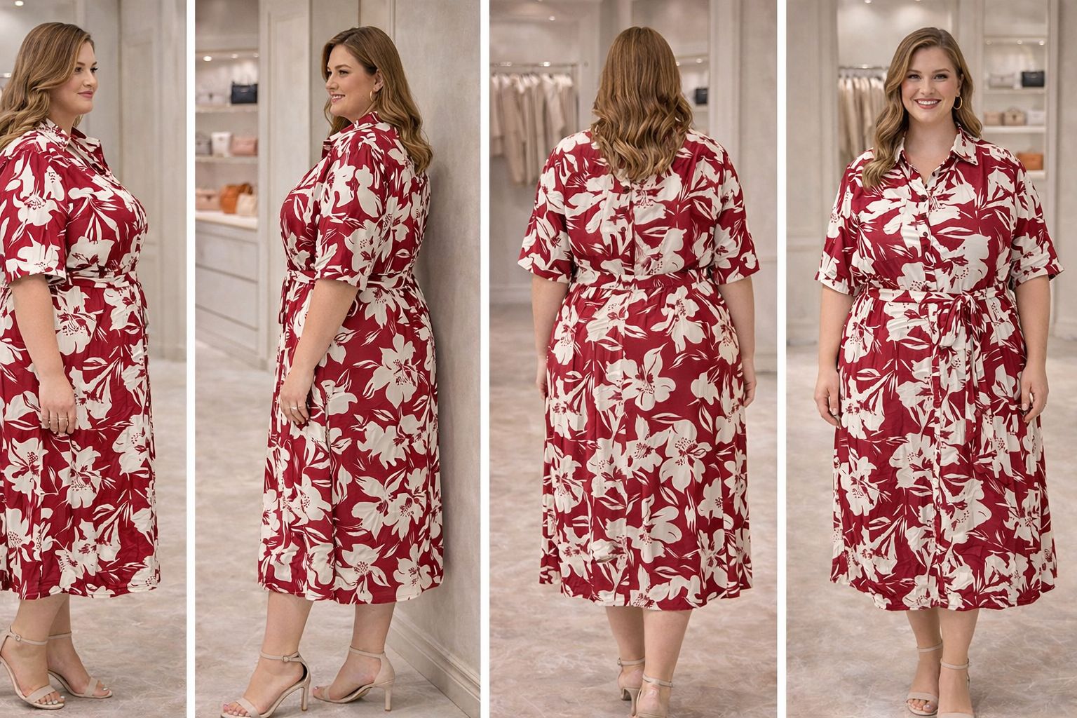 D'MAYE Ruby Bloom Belted Shirt Dress