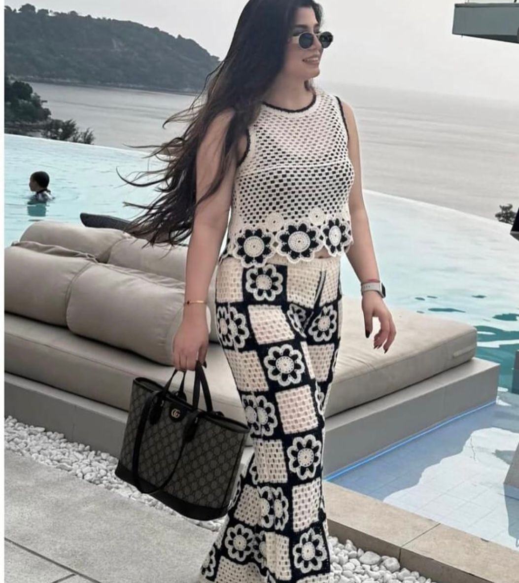 D'MAYE Monochrome Crochet Floral Co-ord Set