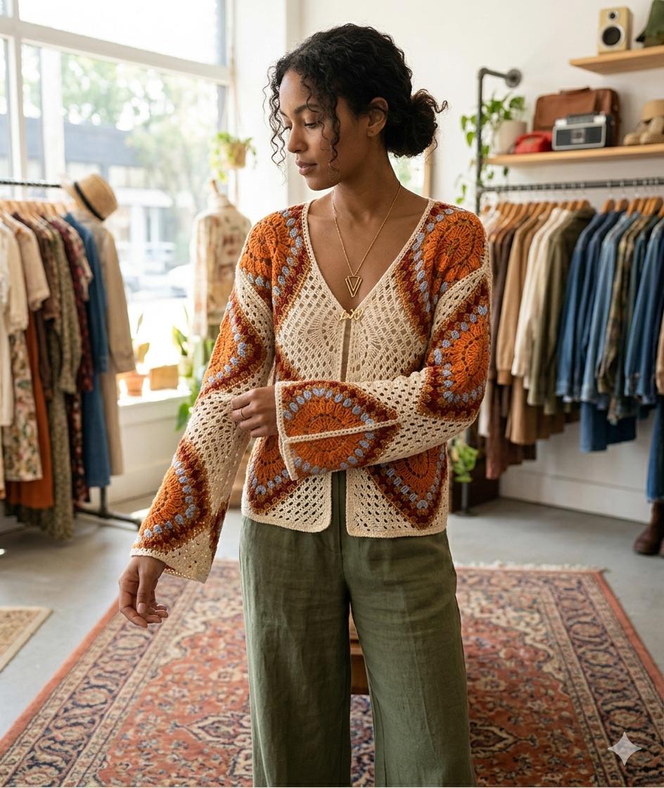 D'MAYE Boho Luxe Crochet Statement Top