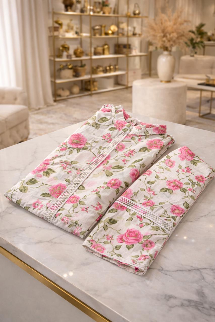 D'MAYE Elegant Floral Cotton Co-Ord Set for Women