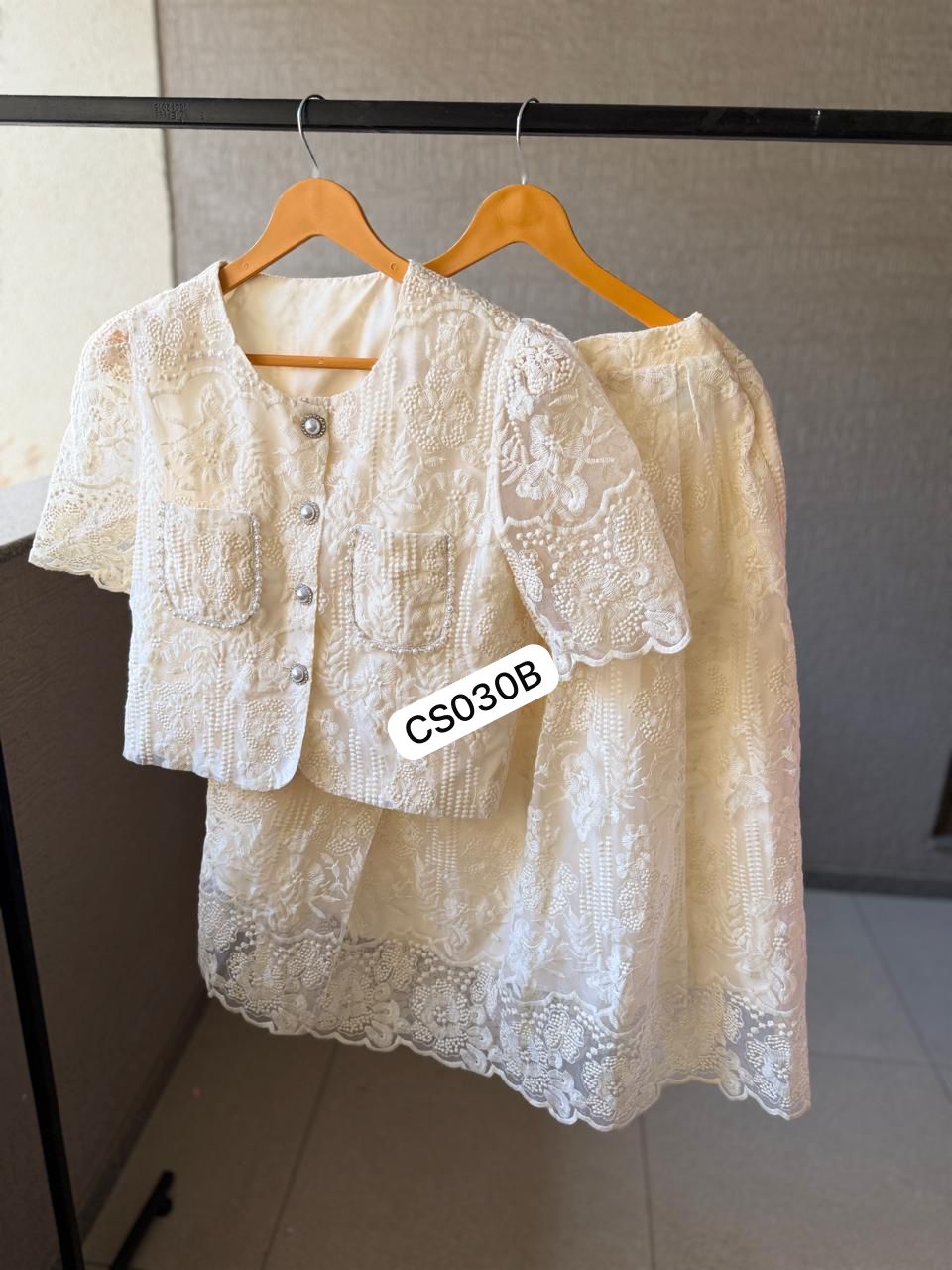 D’MAYE Elegant Blush Pink Lace Co-Ord Dress Set