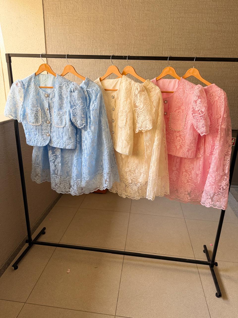 D’MAYE Elegant Blush Pink Lace Co-Ord Dress Set